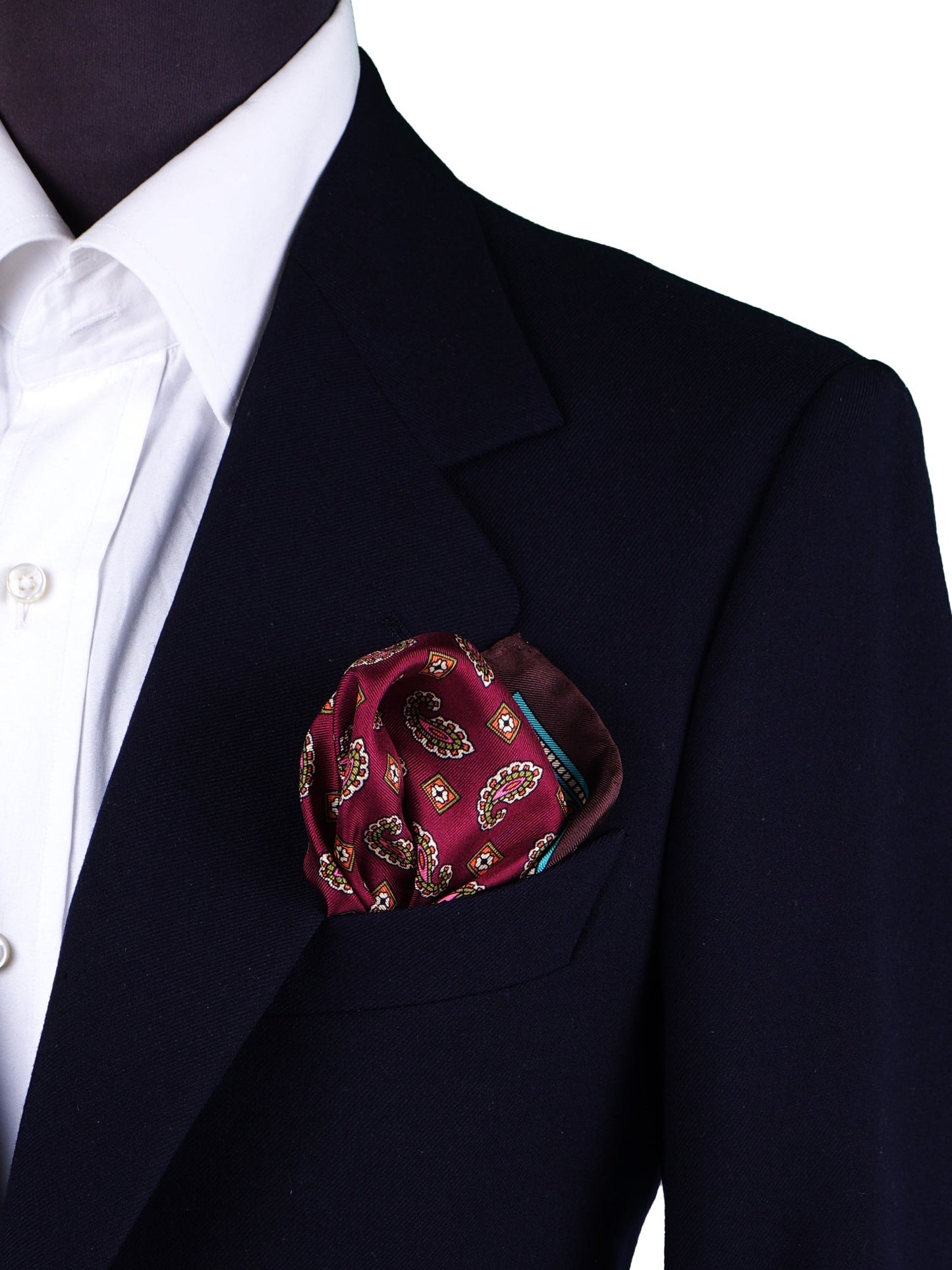 Bordeaux Printed Silk Pocket Square MILAGO