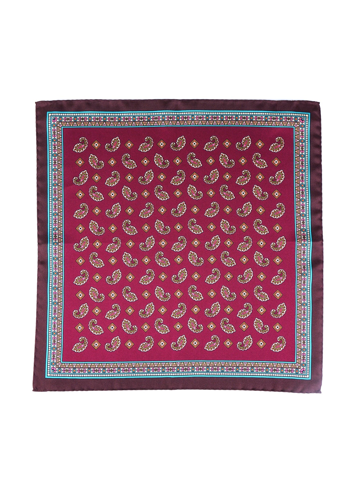 Bordeaux Printed Silk Pocket Square MILAGO