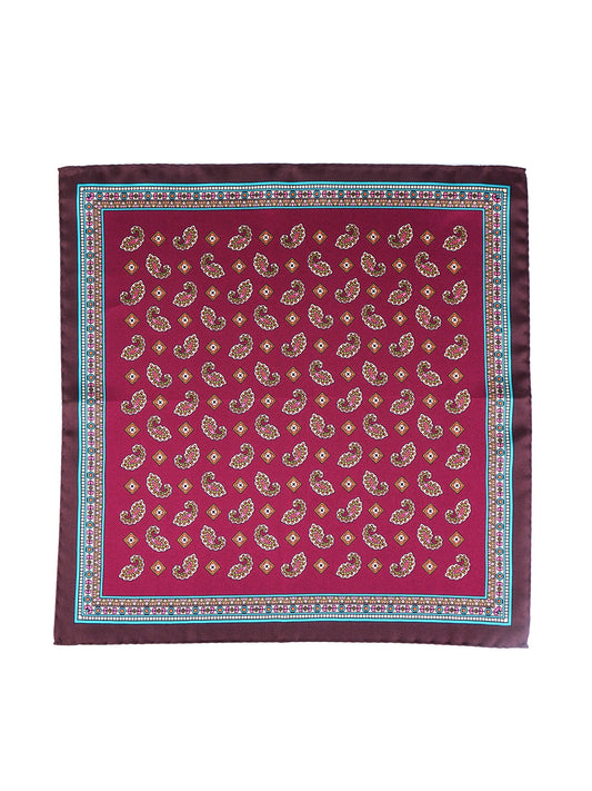 Bordeaux Printed Silk Pocket Square MILAGO