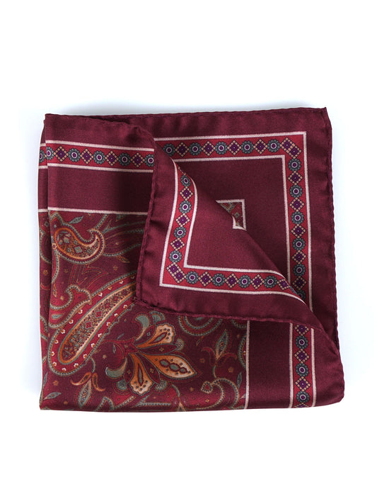 Burgundy Printed Silk Pocket Square DESIRE