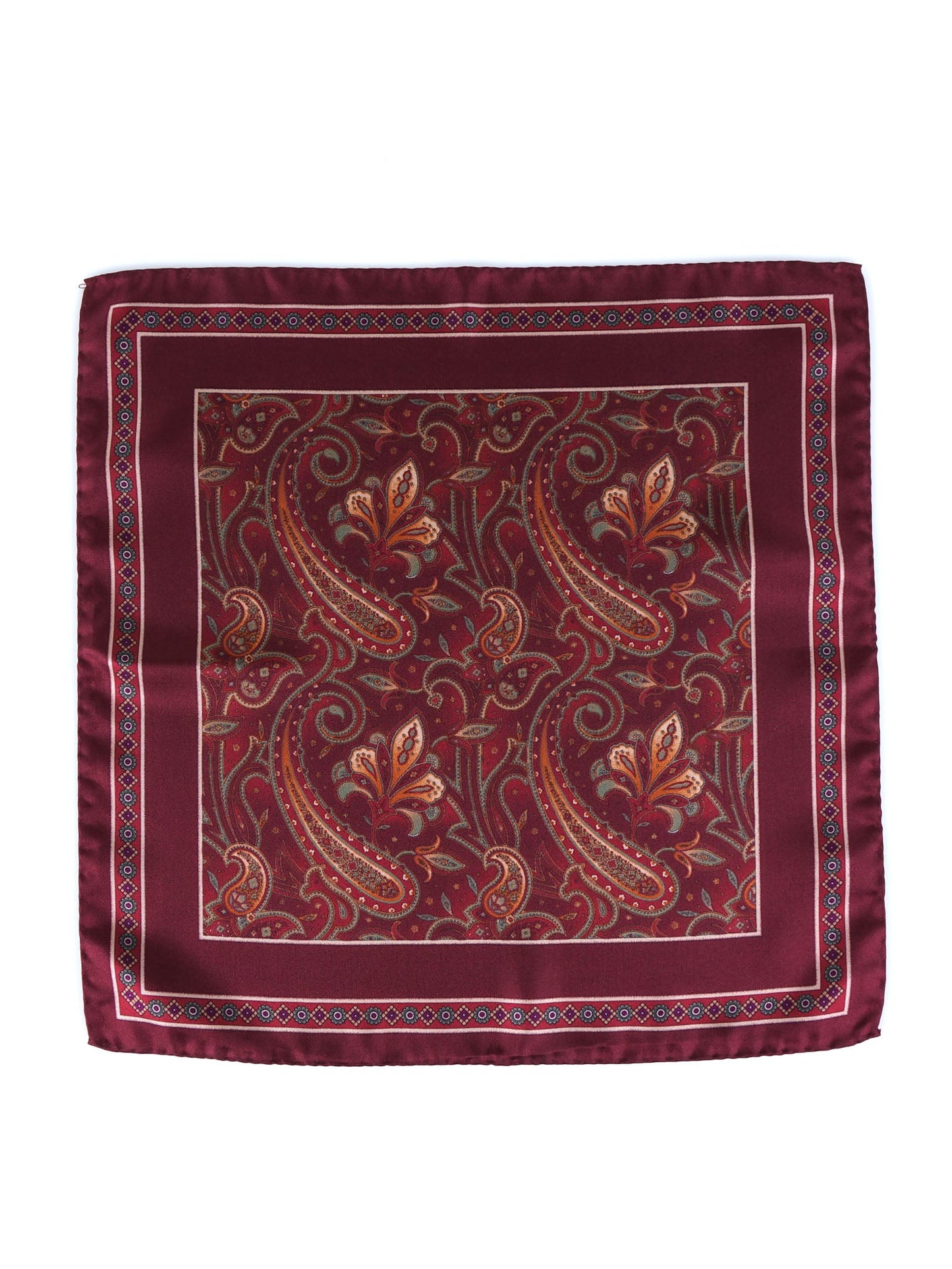 Burgundy Printed Silk Pocket Square DESIRE