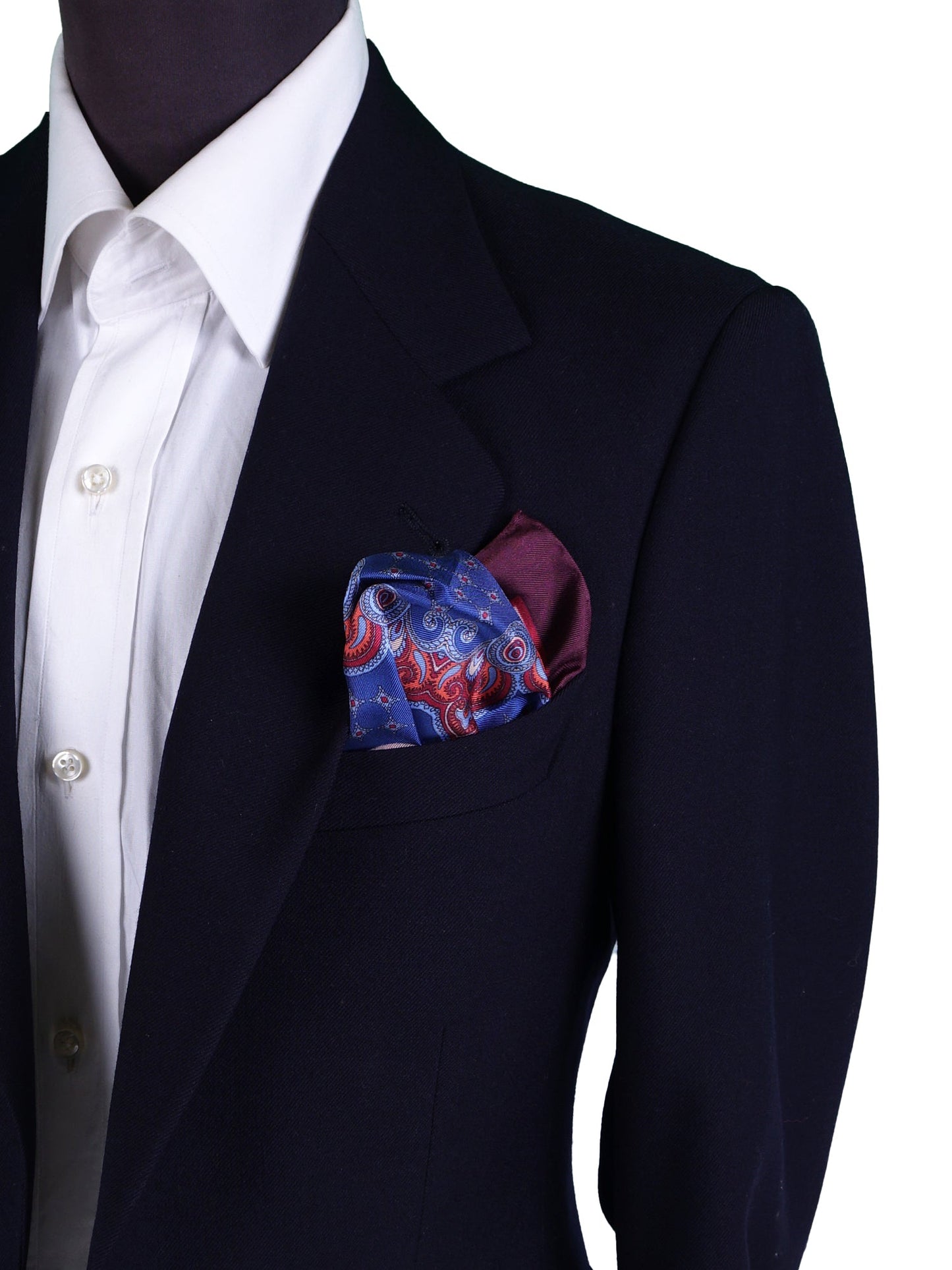 Dark Red Pocket Square in Pure Printed Silk SALVIO
