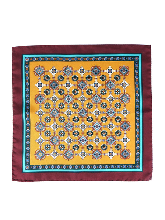 Gold Pocket Square in Pure Printed Silk MAFFEI