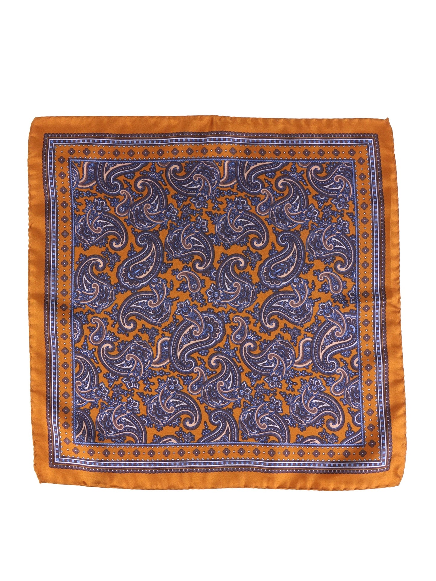 Orange Printed Silk Pocket Square FOSTER