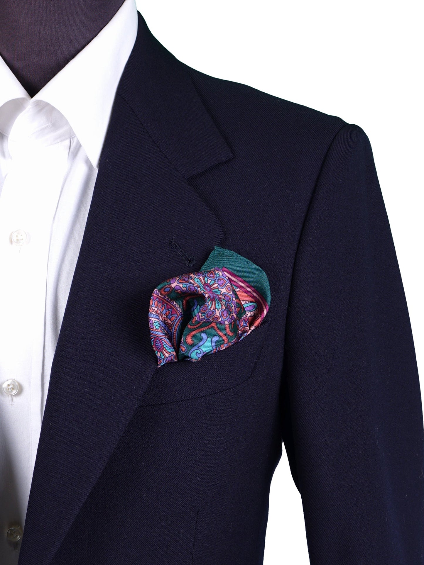 Green Pocket Square in Pure Printed Silk FABIO