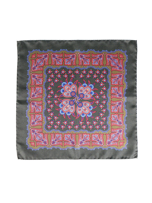 Green Printed Silk Pocket Square ROMILDO