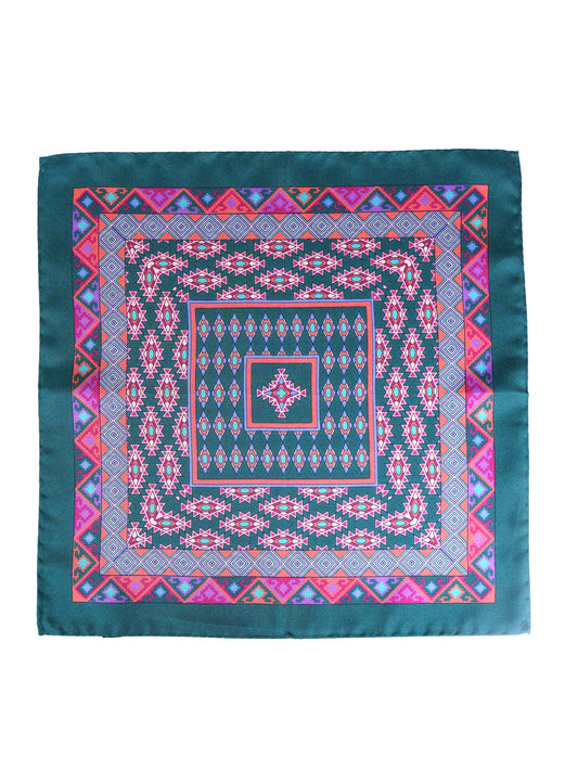 Green Pocket Square in Pure Printed Silk ETNICO