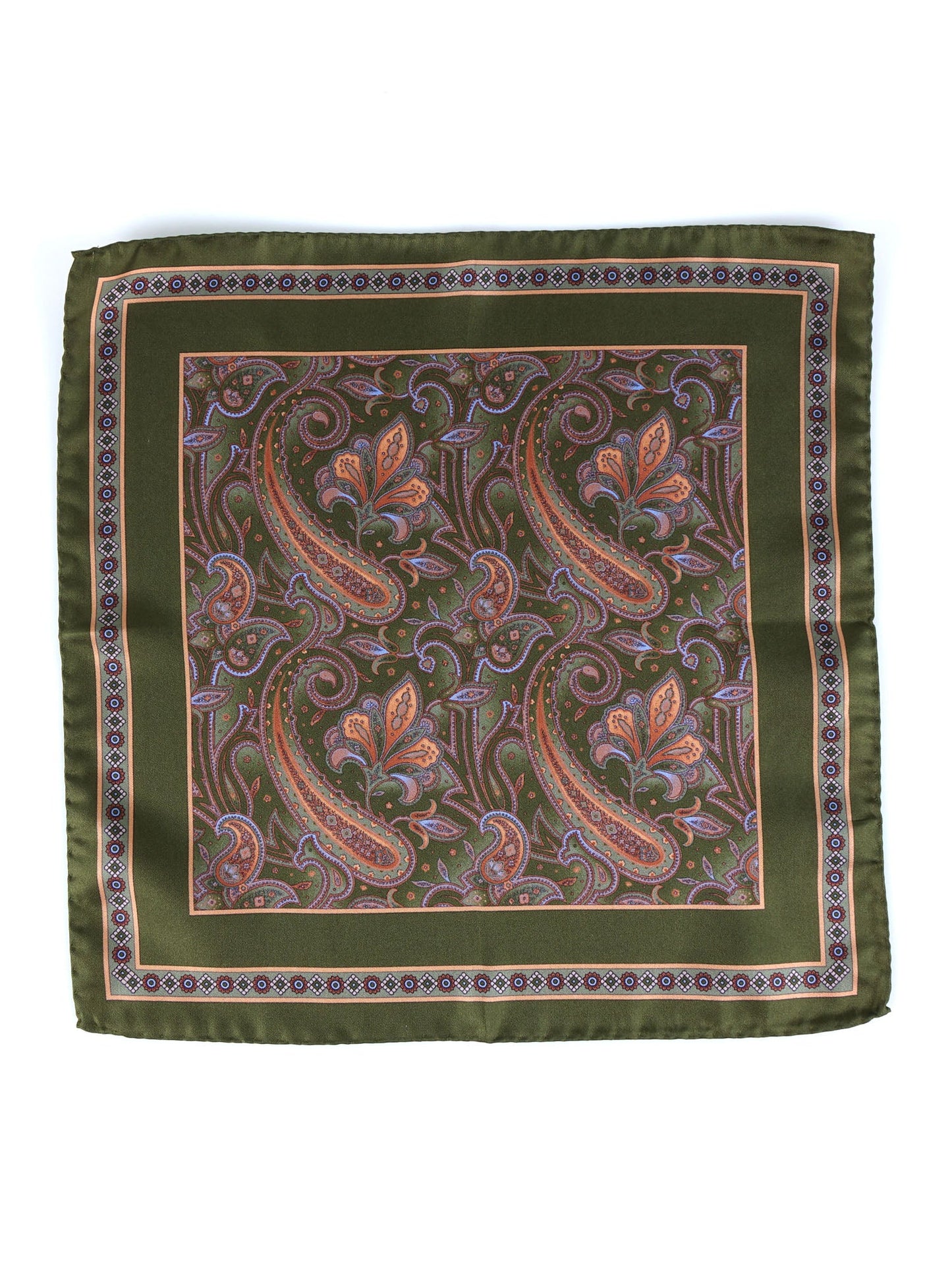 Printed silk pocket square in green DESIRE