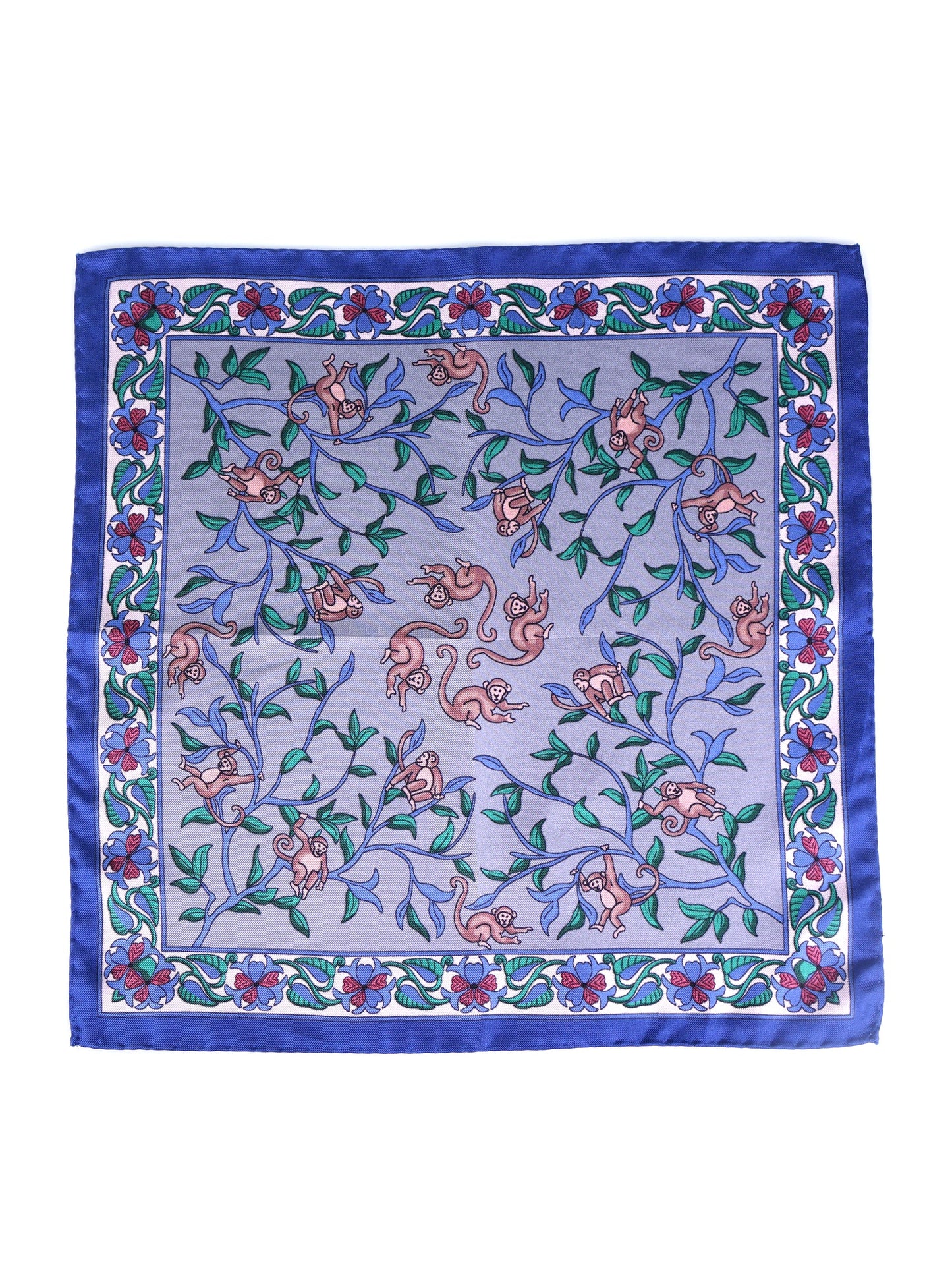 Gray Pocket Square in Pure Printed Silk MONKEY