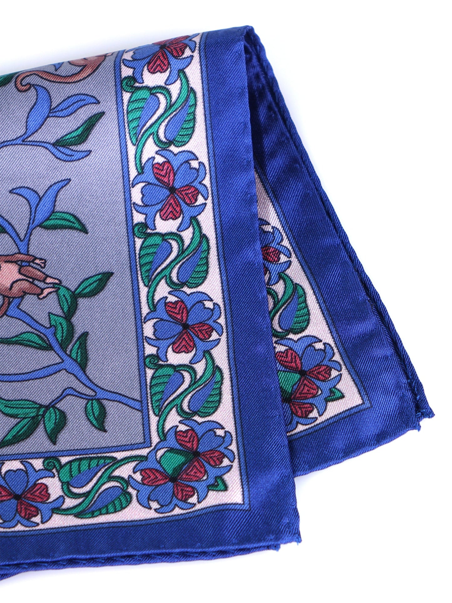 Gray Pocket Square in Pure Printed Silk MONKEY