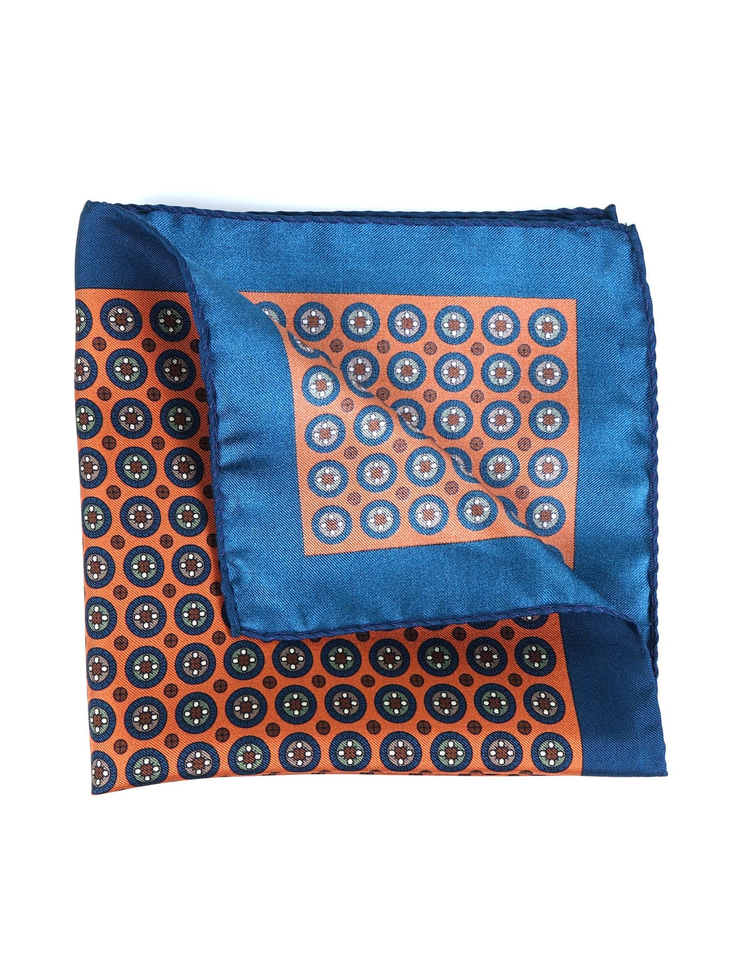 Orange Printed Silk Pocket Square RAFFY