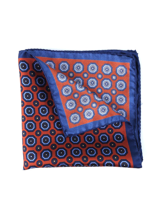 Orange Silk Printed Pocket Square NINETTA