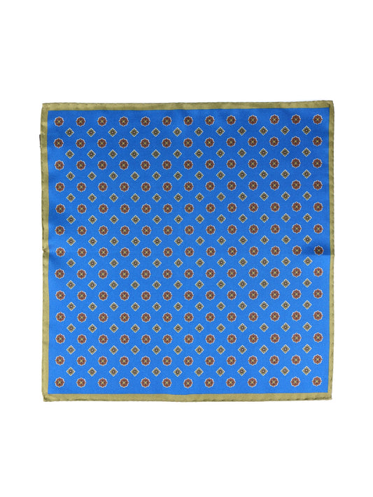 Teal Pocket Square in 100% Printed Silk KARMA