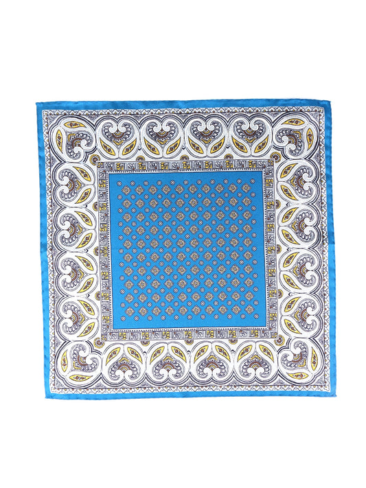 Teal Printed Silk Pocket Square GAVINO