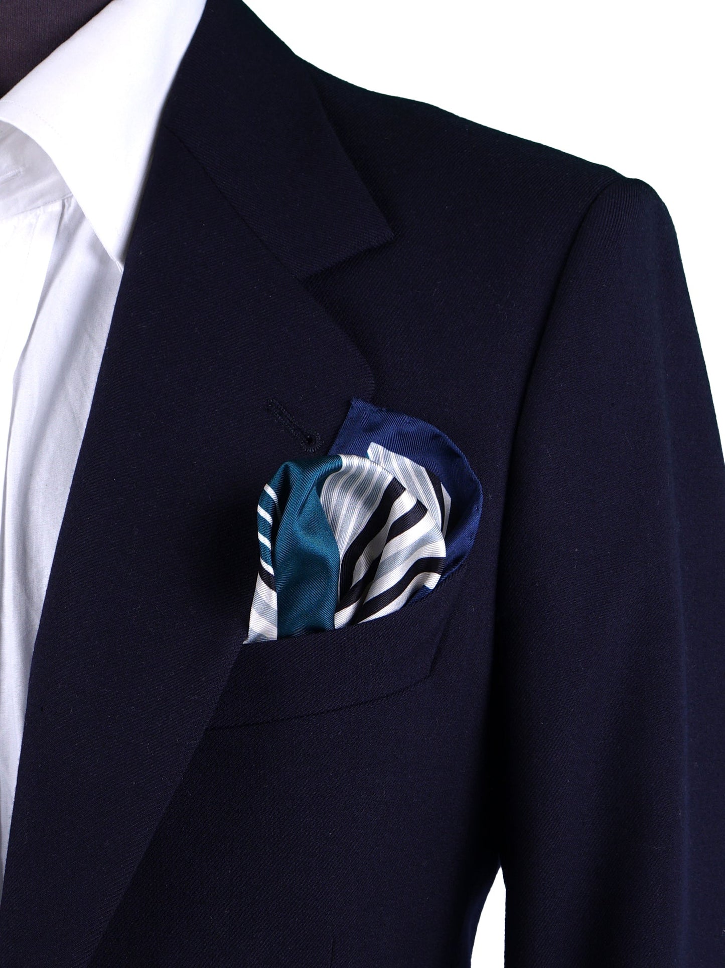 Aquamarine Pocket Square in Pure Printed Silk HOLLY