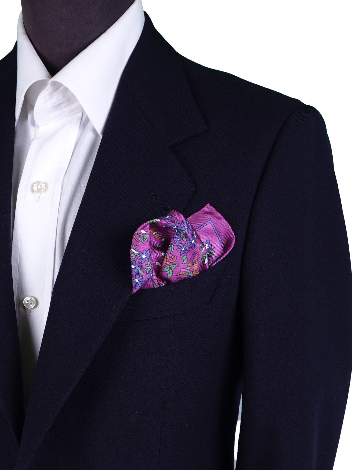 Pink Pocket Square in Pure Printed Silk UNICORN