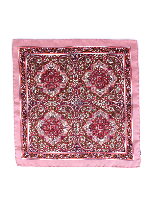 Pink Pocket Square in Pure Printed Silk MADIKA
