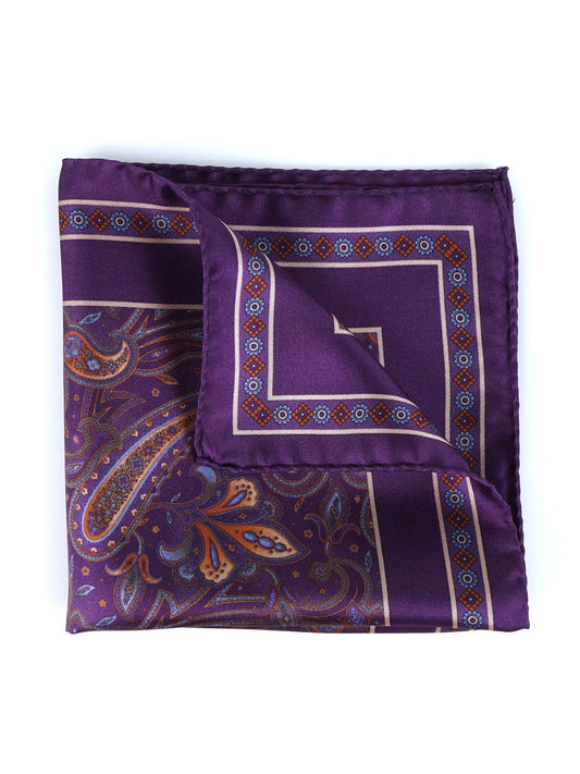 Purple Silk Printed Pocket Square DESIRE