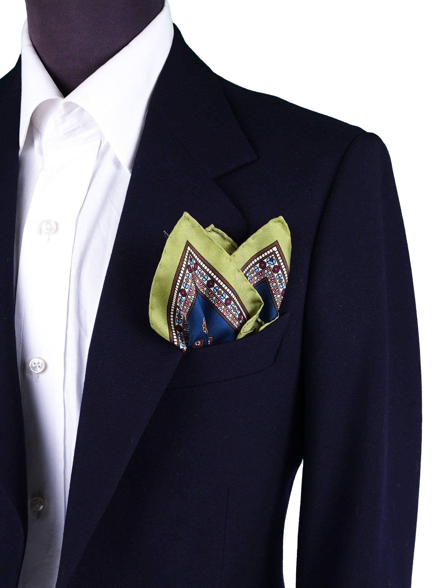 Petrol green pocket square in pure silk printed MILAGO