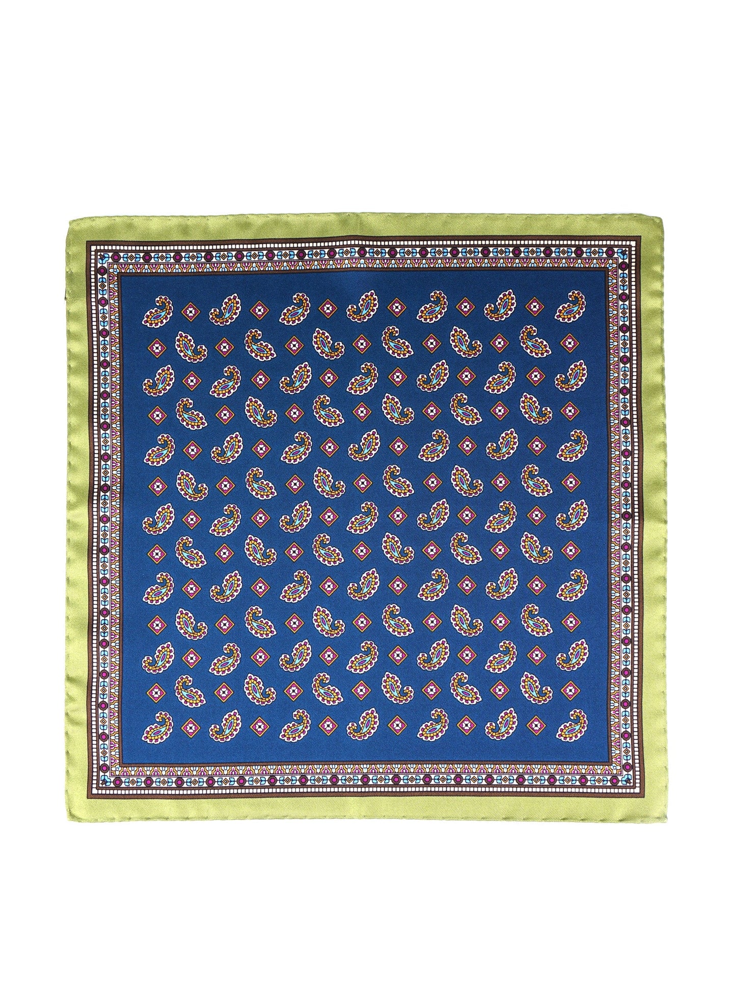 Petrol green pocket square in pure silk printed MILAGO