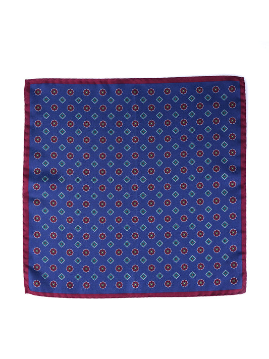 Electric blue pocket square in pure printed silk KARMA