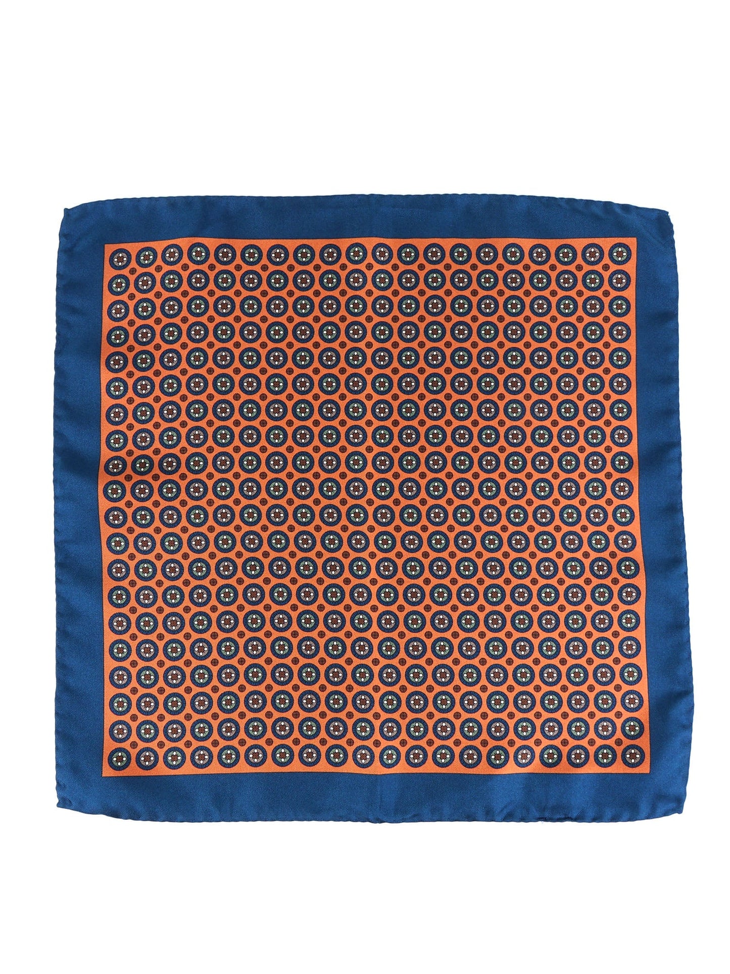 Orange Printed Silk Pocket Square RAFFY