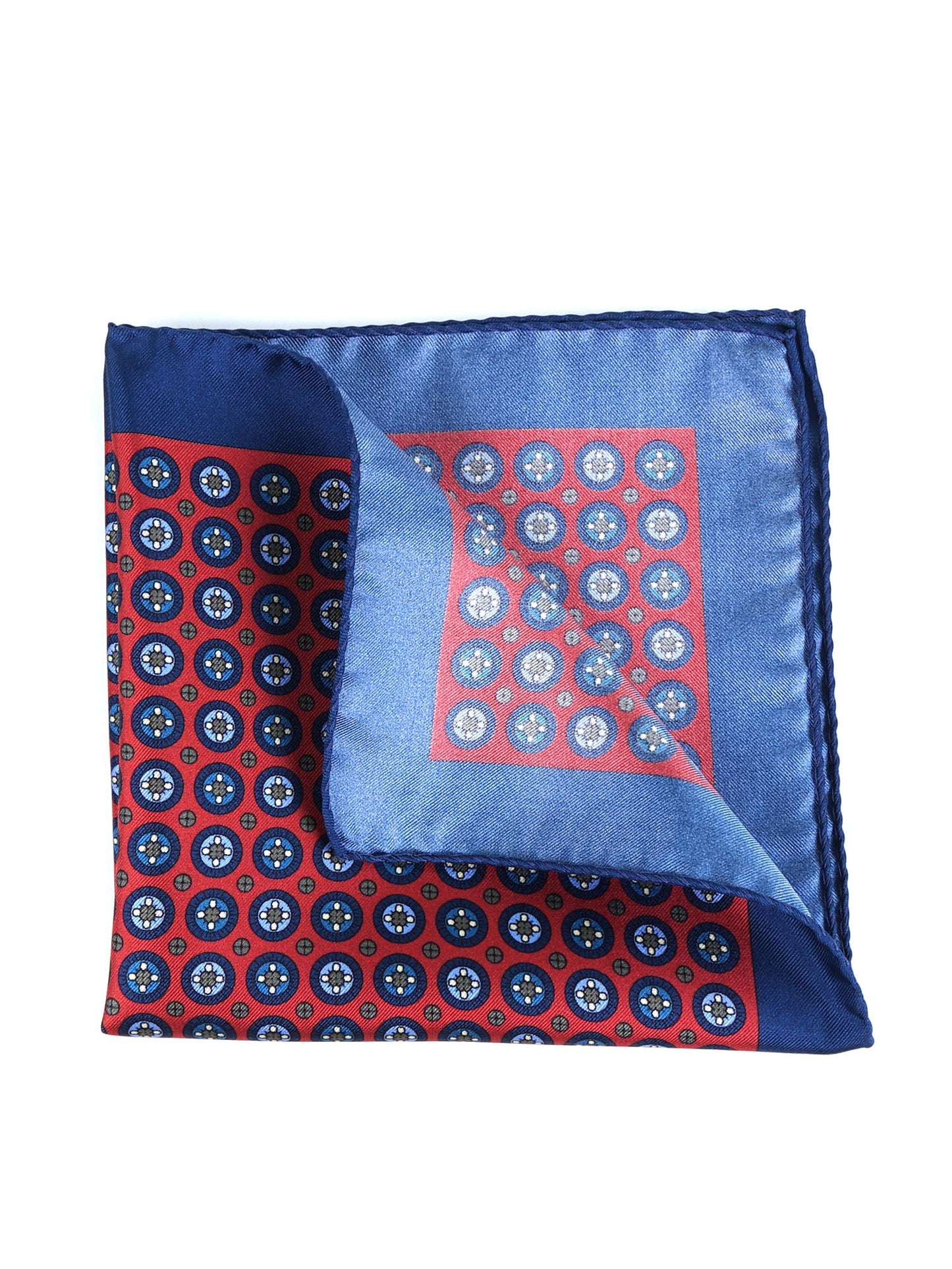 Red Printed Silk Pocket Square RAFFY