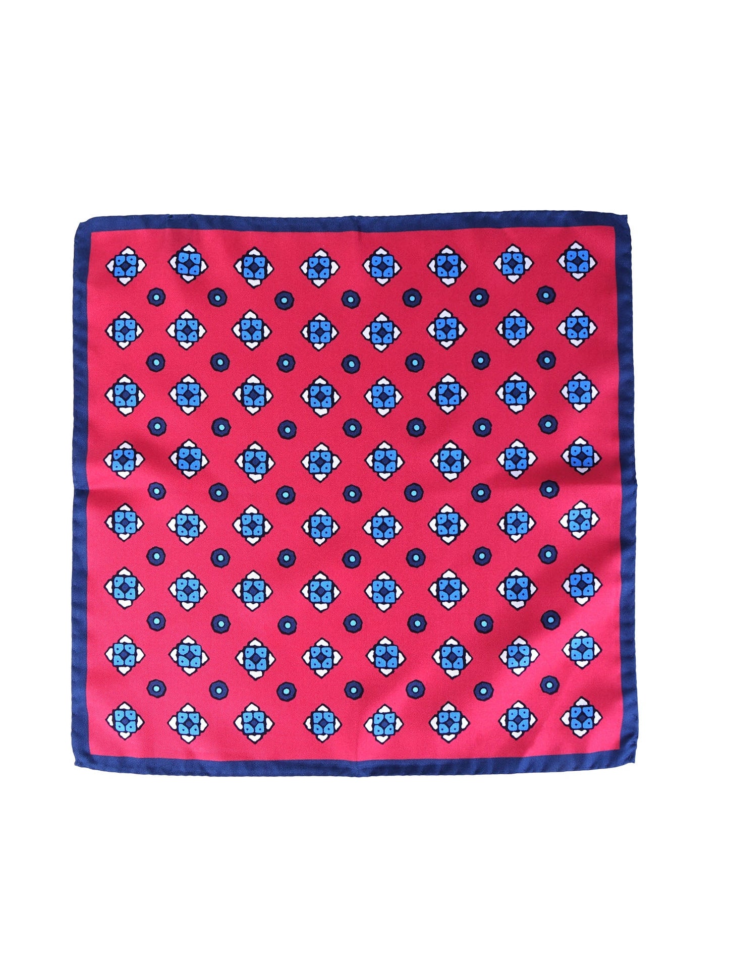 Red Pocket Square in Pure Printed Silk ALMA