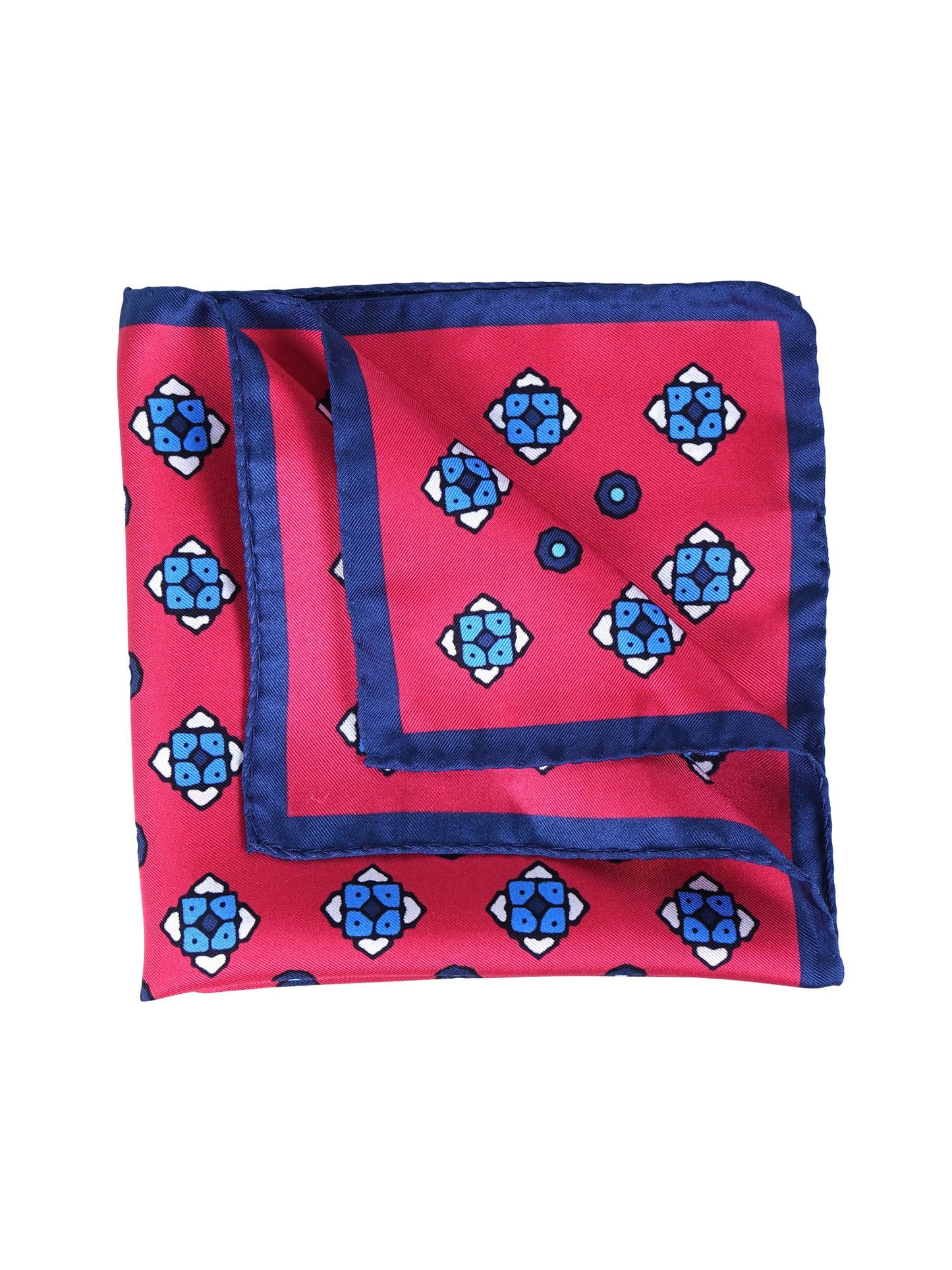 Red Pocket Square in Pure Printed Silk ALMA