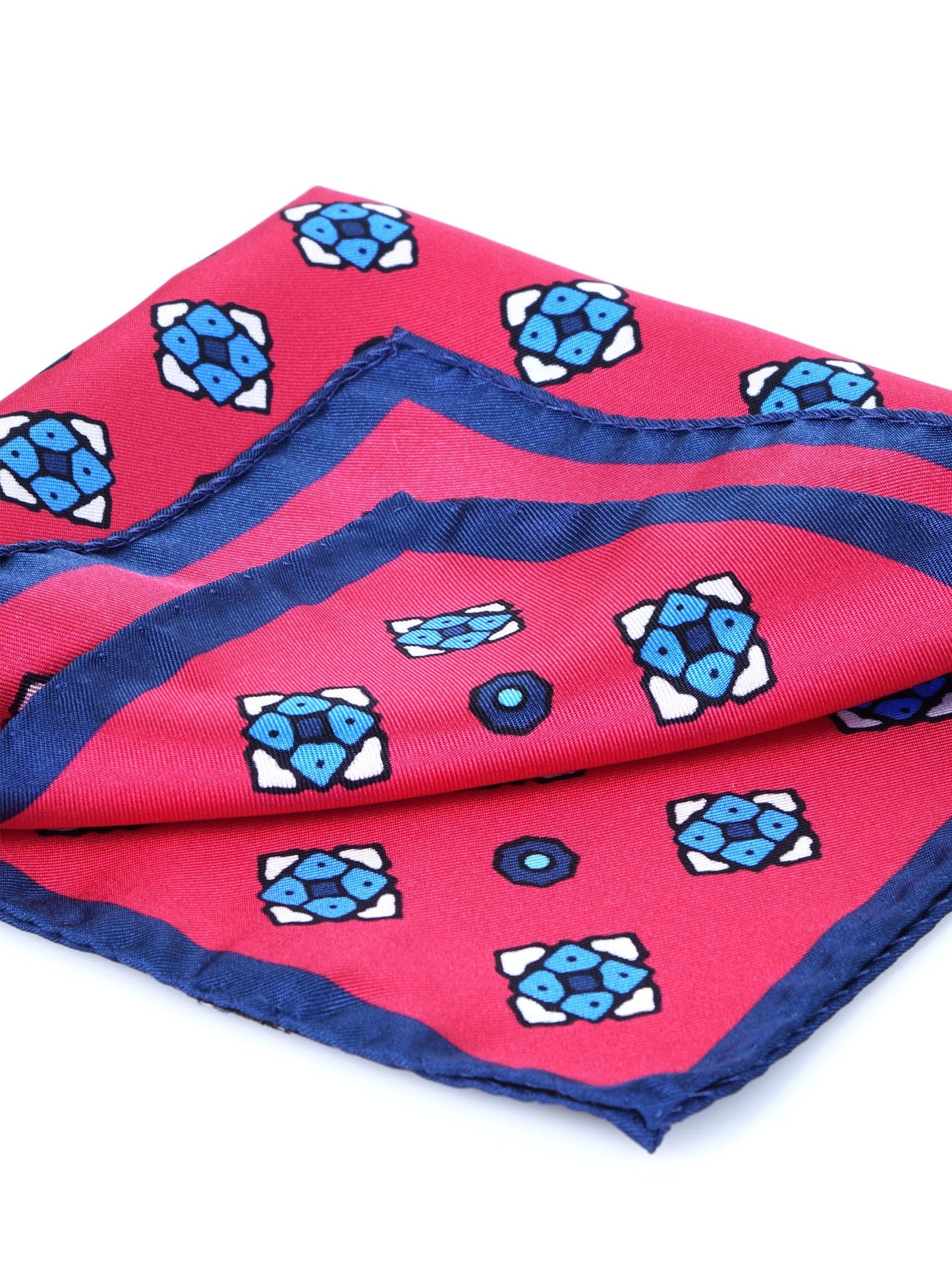 Red Pocket Square in Pure Printed Silk ALMA