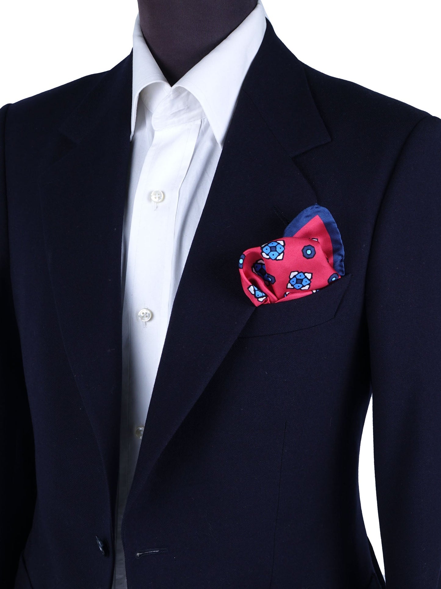 Red Pocket Square in Pure Printed Silk ALMA