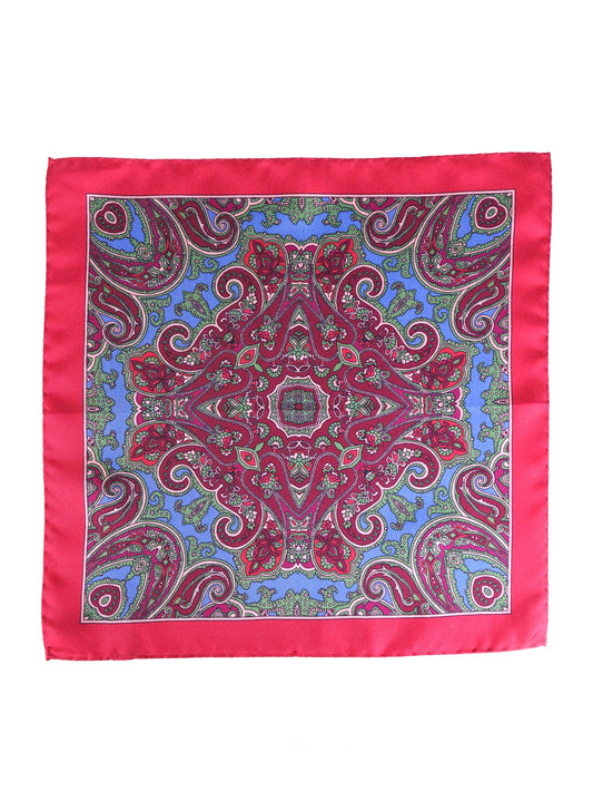Red Pocket Square in Pure Printed Silk GERARDO