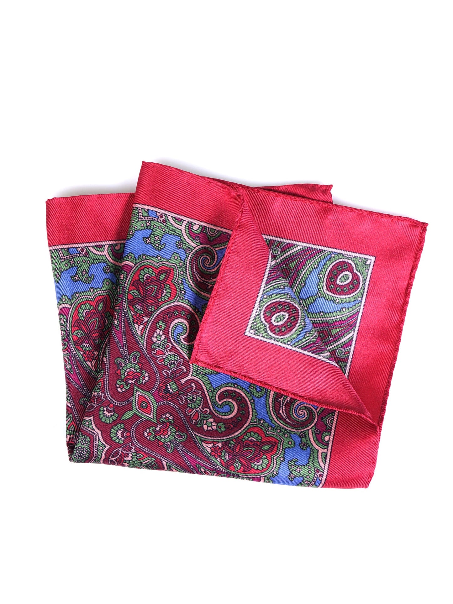 Red Pocket Square in Pure Printed Silk GERARDO