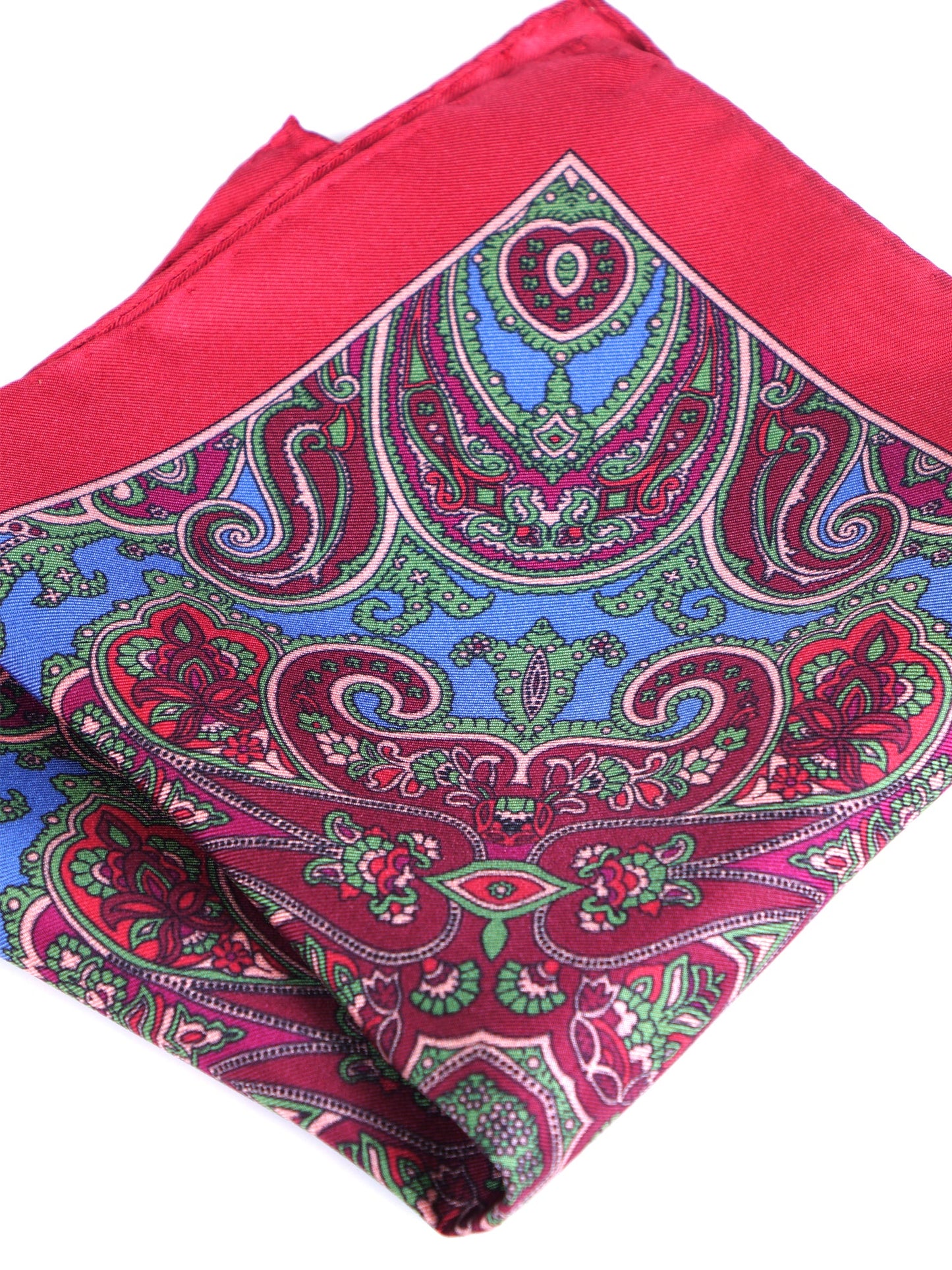 Red Pocket Square in Pure Printed Silk GERARDO