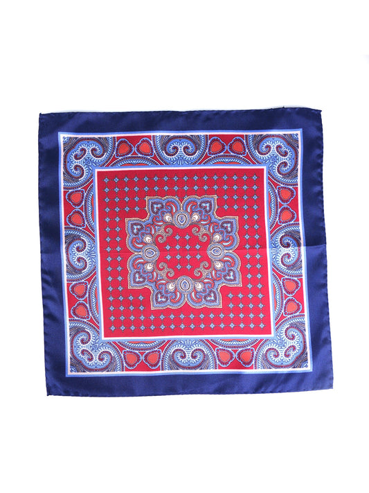 Blue Pocket Square in Pure Printed Silk SALVIO
