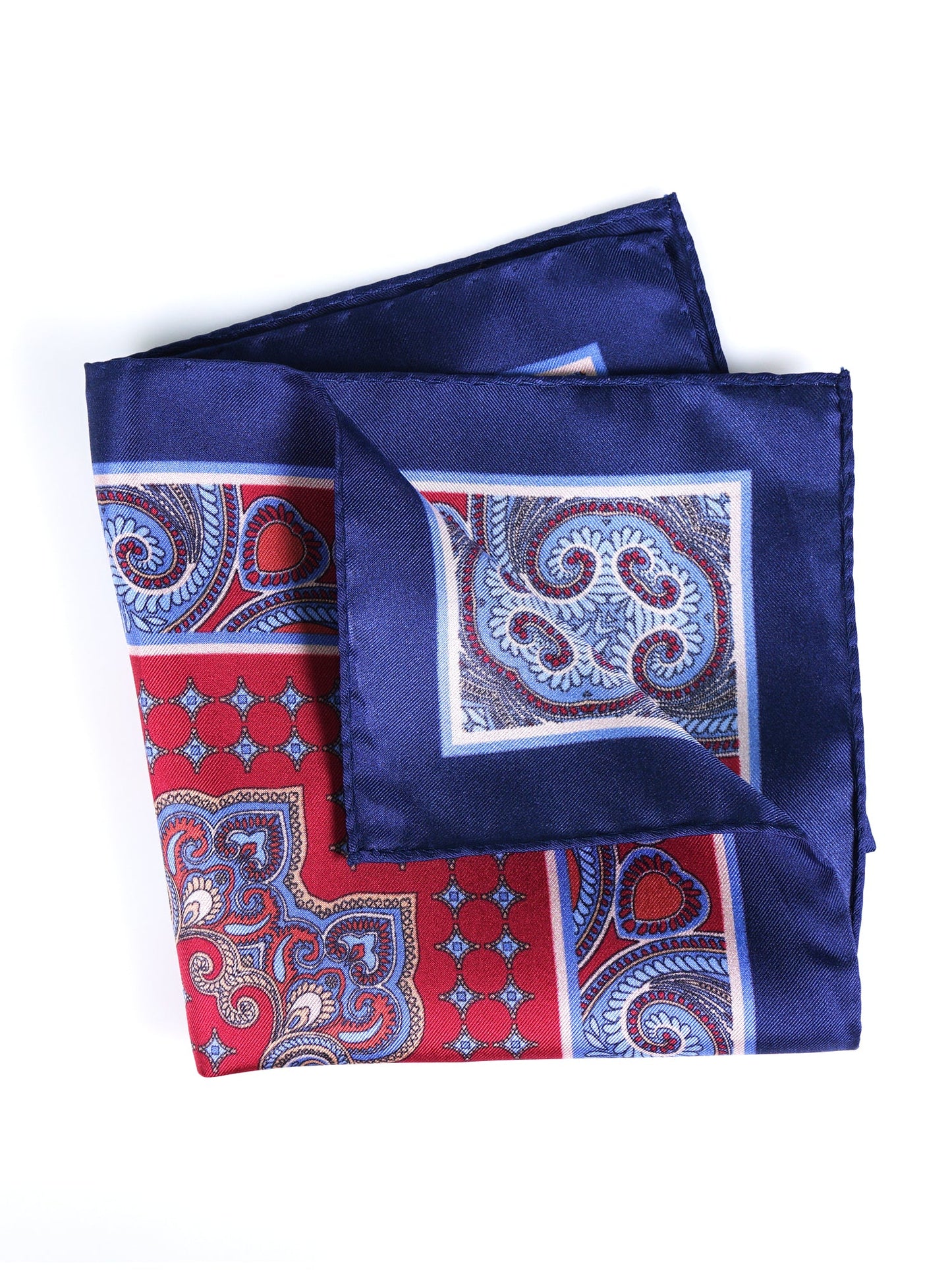 Blue Pocket Square in Pure Printed Silk SALVIO
