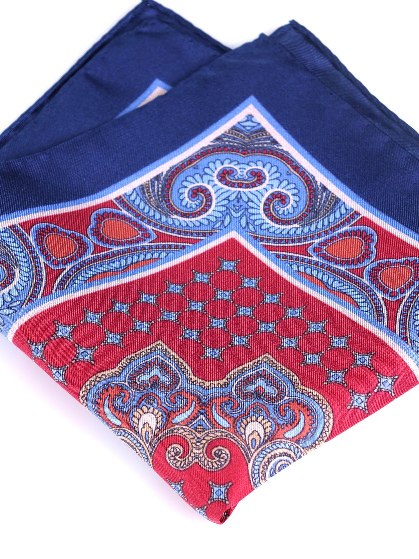 Blue Pocket Square in Pure Printed Silk SALVIO