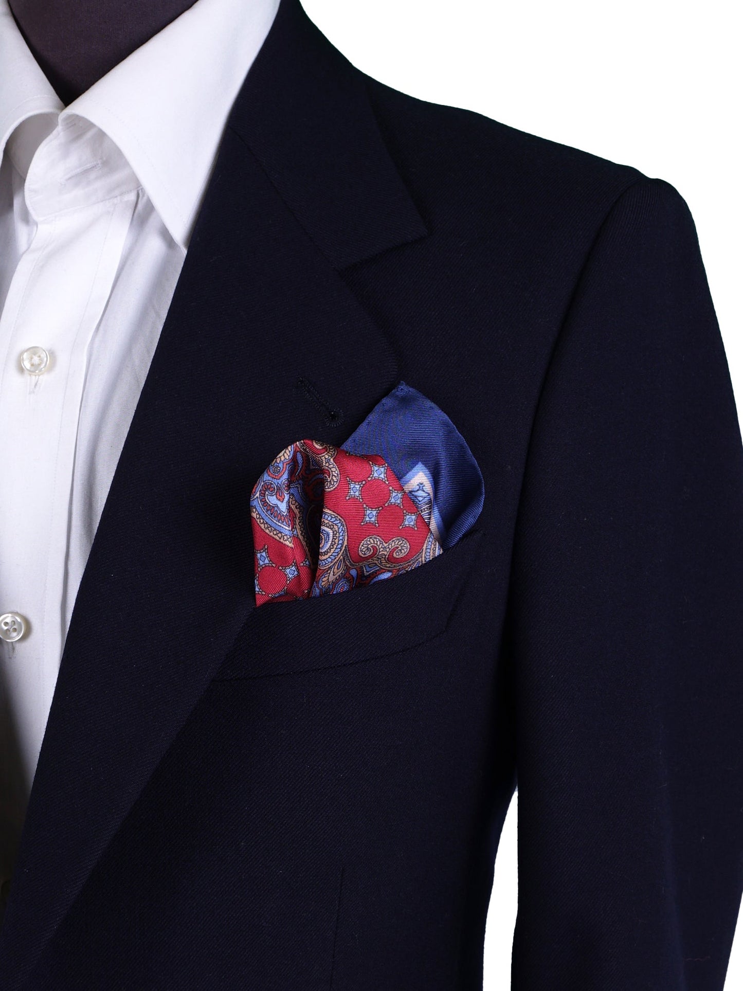 Blue Pocket Square in Pure Printed Silk SALVIO