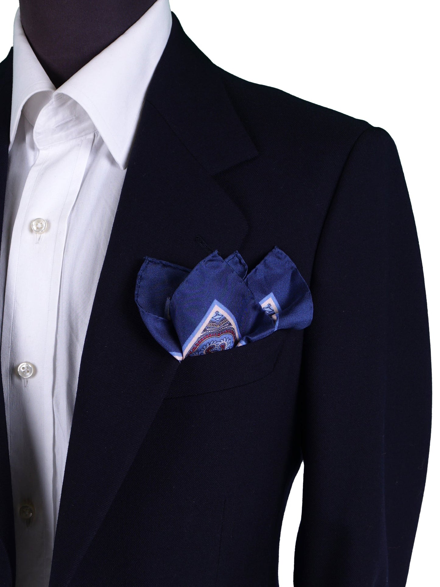 Blue Pocket Square in Pure Printed Silk SALVIO