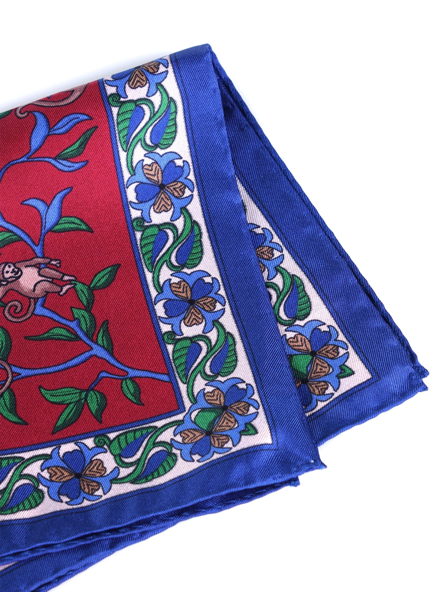 Red Pocket Square in Pure Printed Silk MONKEY