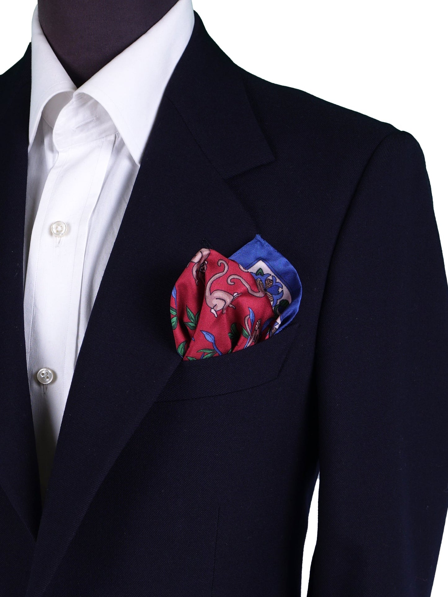 Red Pocket Square in Pure Printed Silk MONKEY
