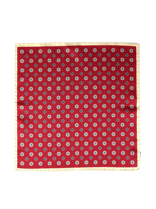 Red Pocket Square in Pure Printed Silk KARMA