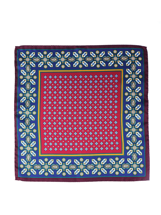 Red Pocket Square in Pure Printed Silk ROSARIO
