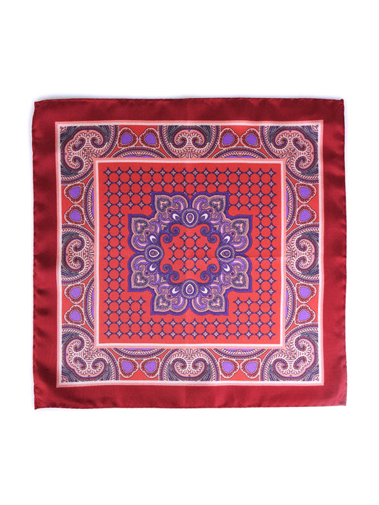 Rust Pocket Square in Pure Printed Silk SALVIO