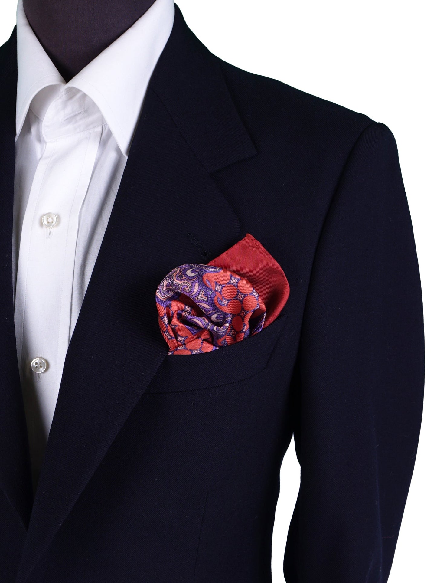 Rust Pocket Square in Pure Printed Silk SALVIO