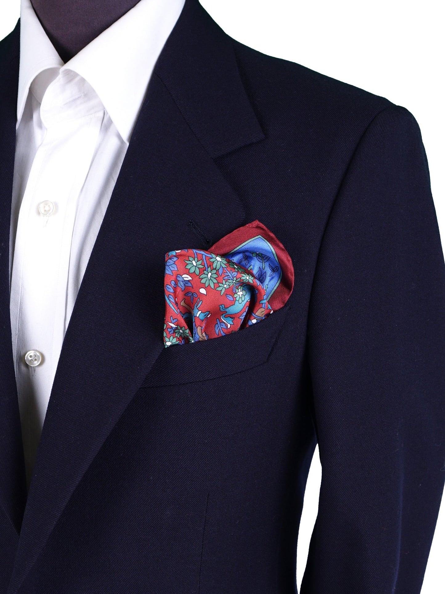 Rust-colored Pocket Square in Pure Printed Silk UNICORN