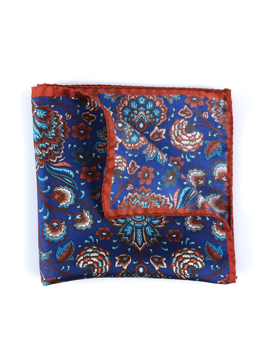 Electric blue printed silk pocket square EXPLOSION