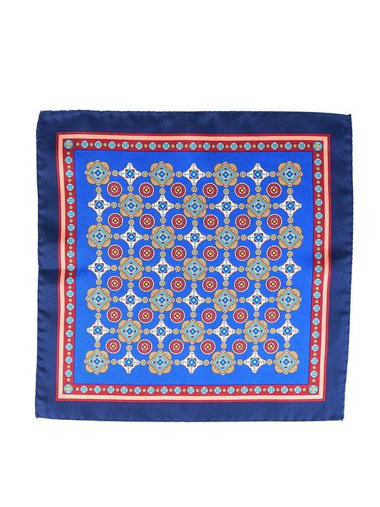 Electric Blue Pocket Square in Pure Printed Silk MAFFEI