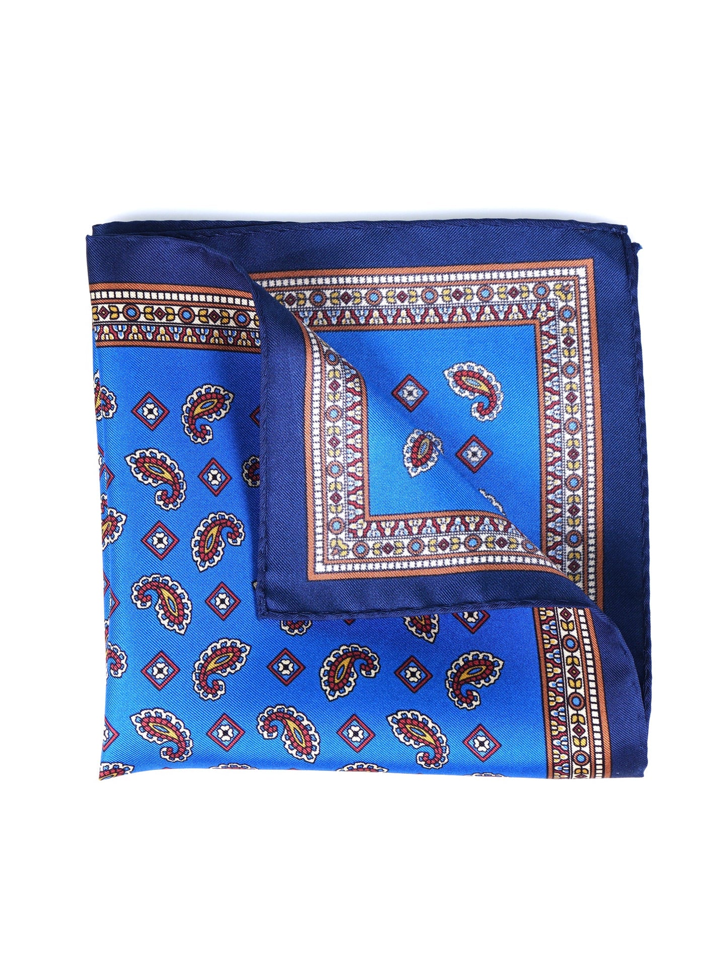 Electric blue silk pocket square MILAGO