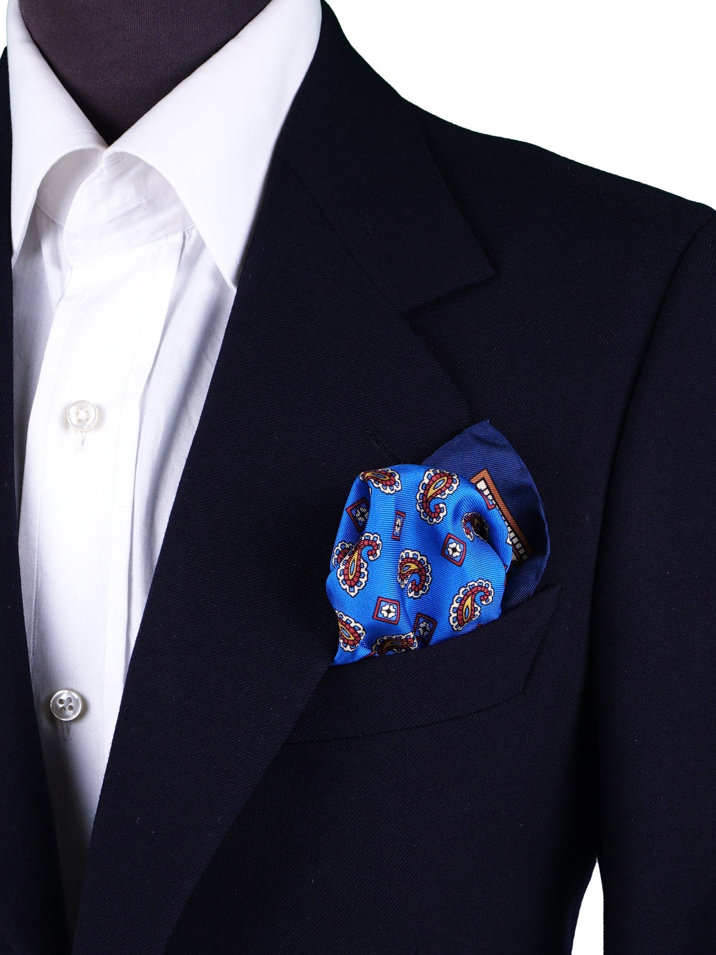 Electric blue silk pocket square MILAGO